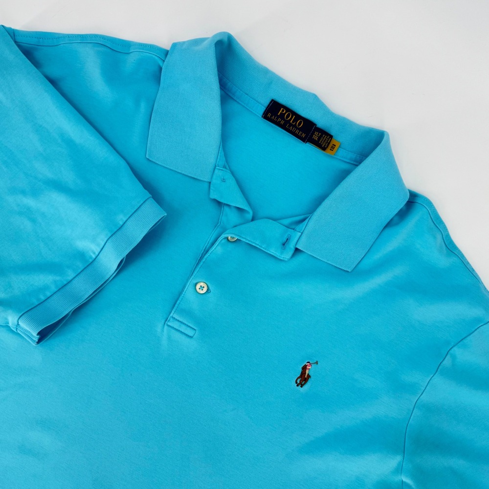 Polo Ralph Lauren Mens XLT Turquoise Blue Short Sleeve Knit Polo SSKCCLSM1